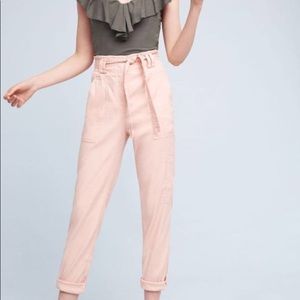 Anthropologie paper bag joggers in pink XS